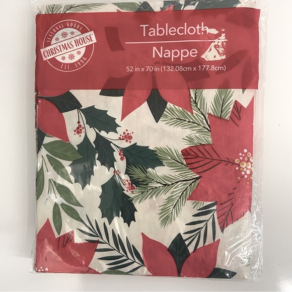 Two New In Package Christmas House 52” X 70” Table Clothes Poinsettias Holiday - Picture 4 of 5